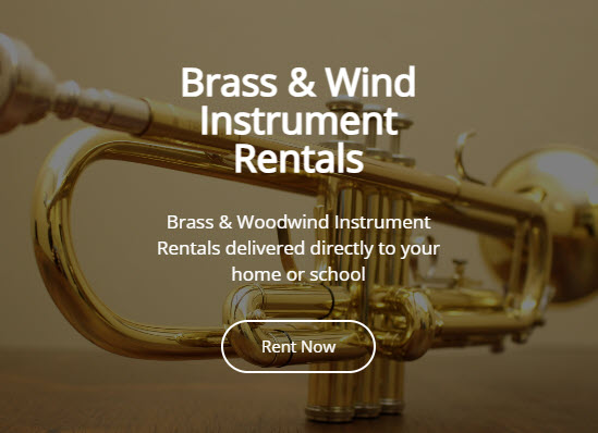 Brass and Wind Instrument Rentals, Up close image of Trumpet